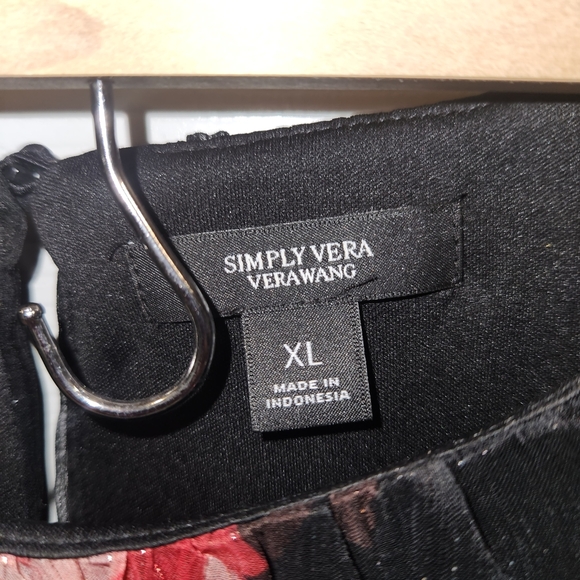 Simply Vera Vera Wang Mauve And Light Pink Floral Long Sleeve Black Dress - Picture 4 of 7